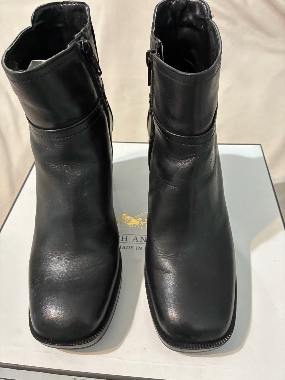 Coach and Four Black Leather Ankle Boots with Side Zipper with Original Box!